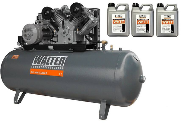 Kompresor tłokowy WALTER GK 1400-7,5/500 + 3L oleju gratis