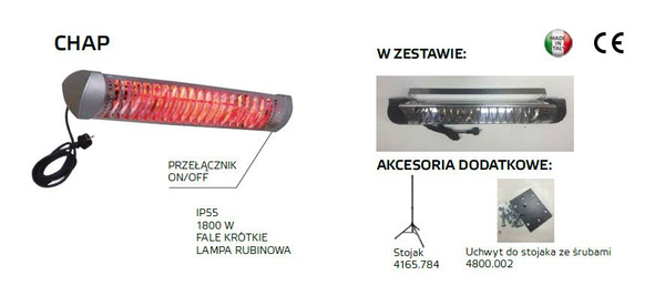 Elektryczny promiennik podczerwieni MASTER CHAP 18 1,8 kW 